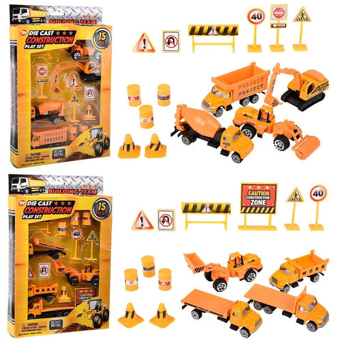 15PC DIECAST CONSTRUCTION VEHICLES PLAY SET LLB Car Toys