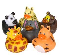 2" ZOO ANIMAL RUBBER DUCKIES LLB Bath Toys