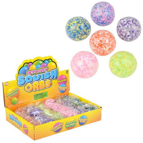 1.6" SQUISH STICKY BEADED ORBS LLB Squishy Toys