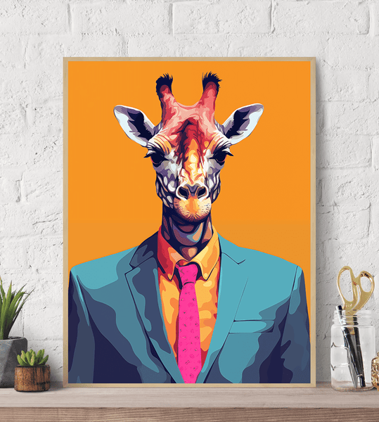 Giraffe Suit Canvas Wall Art print