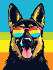 Fashionable German Shepherd POP-ART Canvas Wall Art print