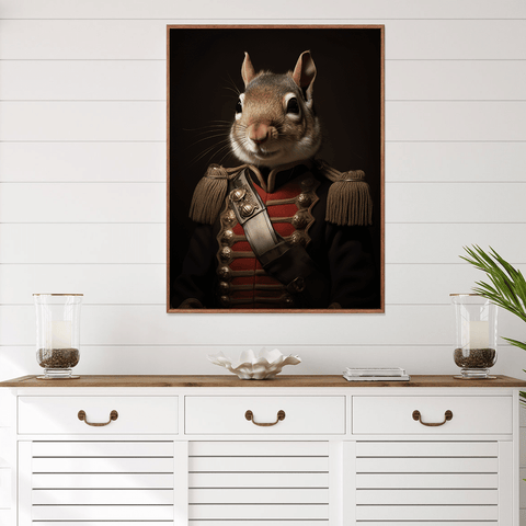 Squirrel in Uniform Canvas Wall Art Print Poster