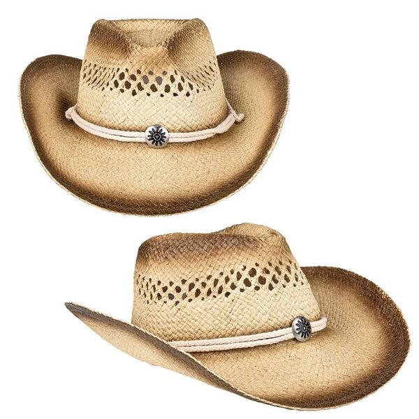 VENTED TEA STAINED STRAW COWBOY HAT - LLB Toys