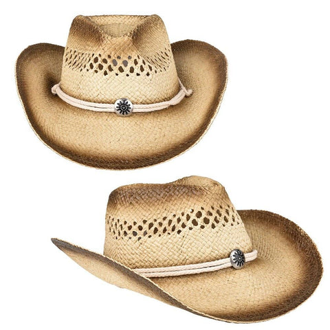 VENTED TEA STAINED STRAW COWBOY HAT - LLB Toys