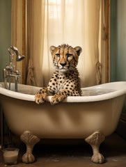 Cheetah bathing Canvas Wall Art print