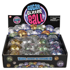 2.4" Sequin Squeezy Sugar Ball 12ct LLB Squishy Toys