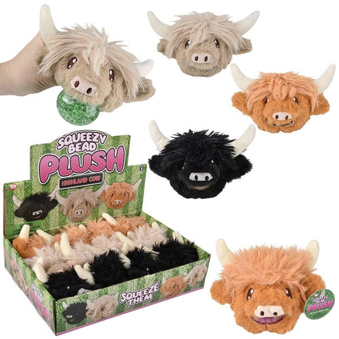 3" Highland Cow Squeezy Bead Plush Ball- LLB Toys