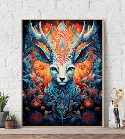 Mythical Deer Garden Canvas Wall Art Print