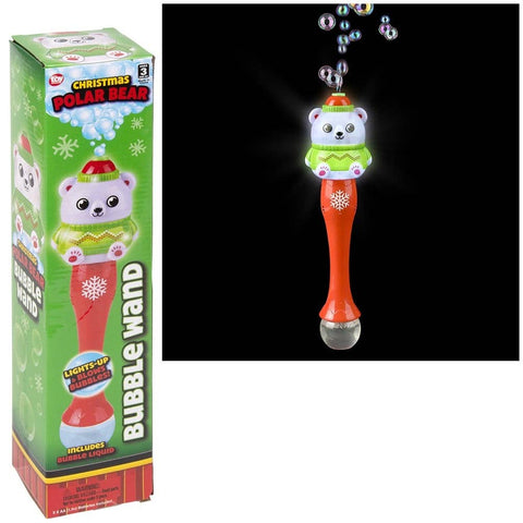 Light-Up Christmas Polar Bear Bubble Wand 13.5" - LLB Toys