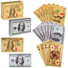 GOLD AND SILVER FOIL $100 BILL PLAYING CARDS LLB kids toys