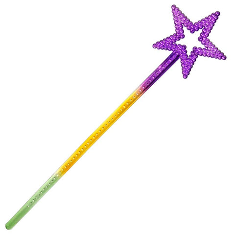 12" Mardi Gras Tri-Color Metallic Star Wand - LLB Toys