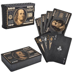 BLACK FOIL $100 BILL PLAYING CARDS LLB kids toys