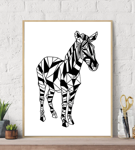 Geometric Lines Zebra Canvas Wall Art Print