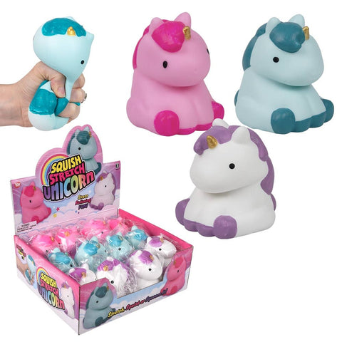 4" Squish And Stretch Unicorn 12ct- LLB Toys