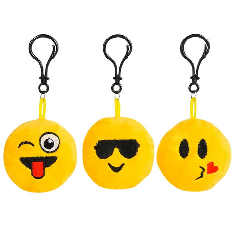 2.75" plush EMOTICON BACKPACK CLIP 24/UNIT LLB Backpack