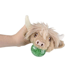 3" Highland Cow Squeezy Bead Plush Ball- LLB Toys