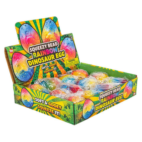 2.25" SQUEEZY BEAD RAINBOW DINOSAUR EGG LLB Squishy Toys