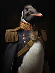 Penguin in Uniform Canvas Wall Art Print Poster