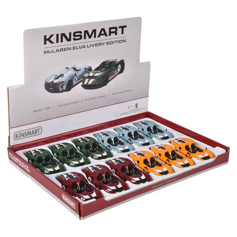 5" Diecast Pull Back McLaren Elva Livery 12ct - LLB Toys