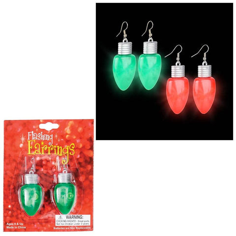 2" FLASHING BULB SHAPE EARRINGS LLB Christmas