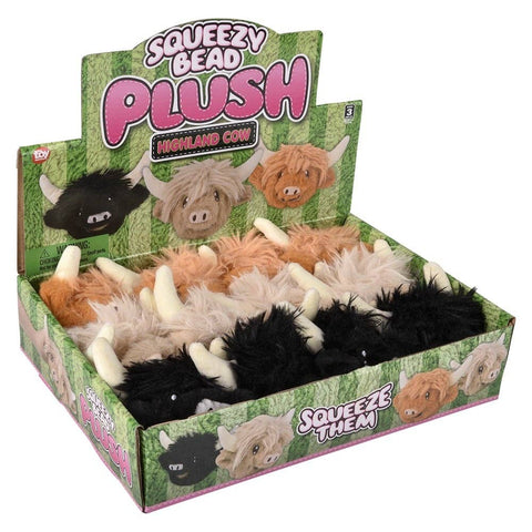 3" Highland Cow Squeezy Bead Plush Ball- LLB Toys
