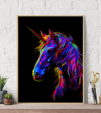 Unicorn Bold Neon Colors Canvas Wall Art Print