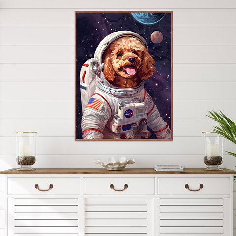 Poodle Nasa Astronaut Canvas Wall Art Print