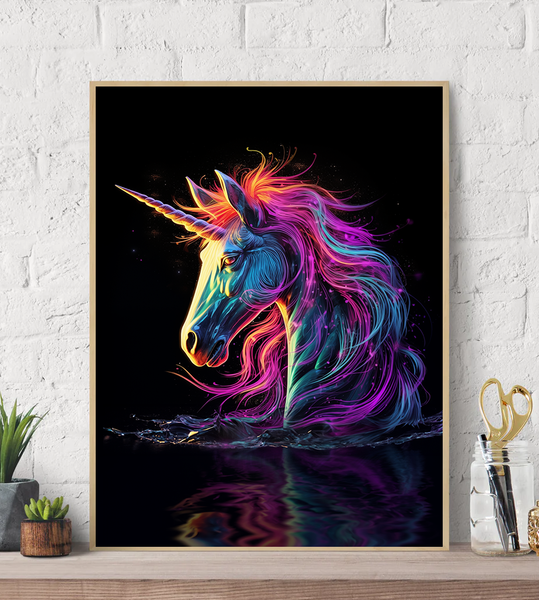 Neon Bold Bright Colored Unicorn Canvas Wall Art Print