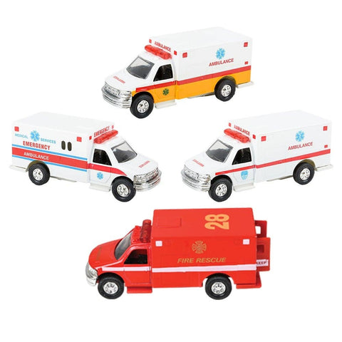 5" DIE-CAST PULL BACK RESCUE AMBULANCE LLB Car Toys