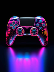 Neon Flux PS5 Controller Canvas Wall Art Print