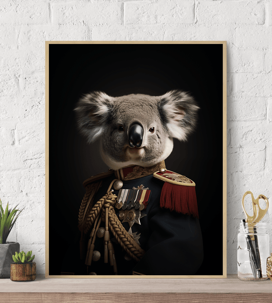 Koala in Uniform Canvas Wall Art Print Poster