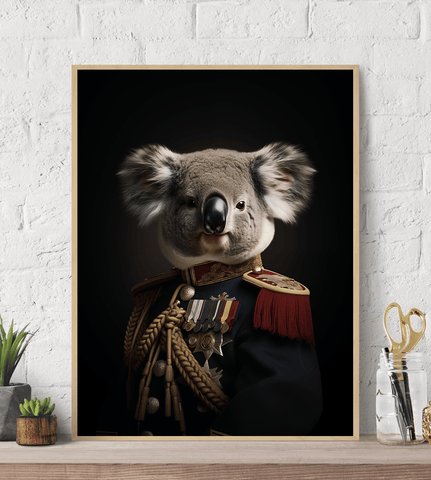 Koala in Uniform Canvas Wall Art Print Poster