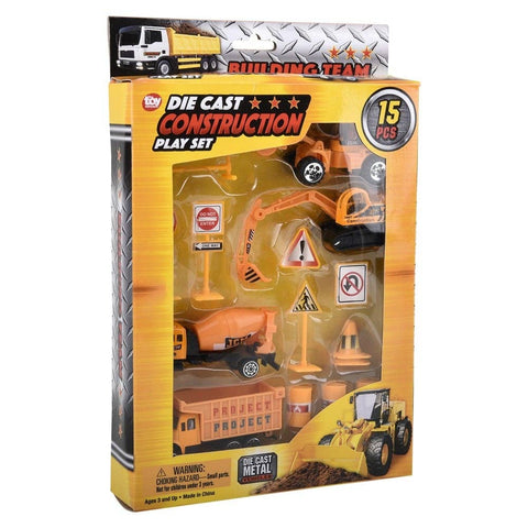 15PC DIECAST CONSTRUCTION VEHICLES PLAY SET LLB Car Toys