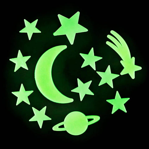Glow in Dark Star and Moon Stick Ons Novelty Toy - LLB Toys