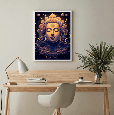 Mystical Cosmic Serene Buddah Canvas Wall Art Print