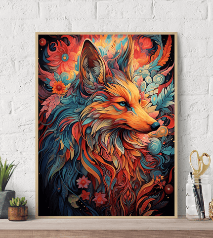 Fantasy Floral Fox Canvas Wall Art Print