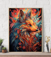 Fantasy Floral Fox Canvas Wall Art Print