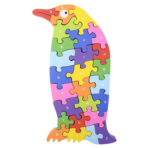 10.25" x 7.25" WOODEN PENGUIN LETTER PUZZLE LLB Puzzle