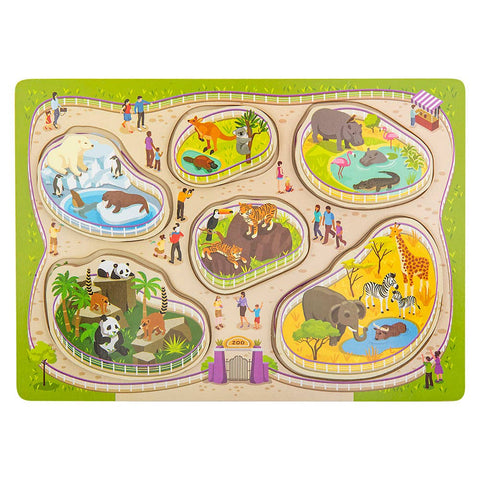 11.75" x 10.25" 6PC CHUNKY BUILD A ZOO PUZZLE LLB Puzzle