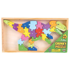 12" x 6.5" WOODEN T-REX LETTER PUZZLE LLB Puzzle