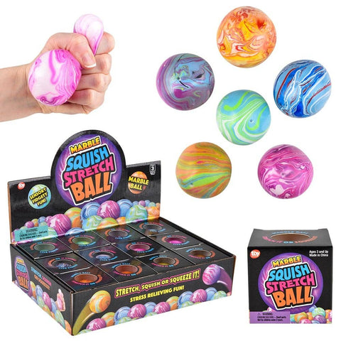 2.33" SQUISH AND STRETCH MARBLEIZED GUMMI BALL LLB kids toys