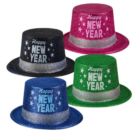11" Happy New Year Glitter Top Hat Party Hat - LLB Toys