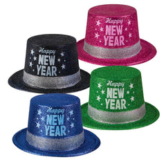 11" HAPPY NEW YEAR GLITTER TOP HAT - LLB Toys