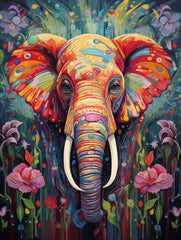 Fantasy Elephant Multi-Colored Canvas Wall Art print