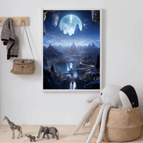 Fantasy City in Space Canvas Canvas Wall Art print