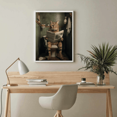 Cat on Toilet Canvas Wall Art print