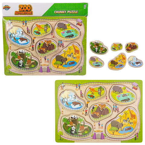 11.75" x 10.25" 6PC CHUNKY BUILD A ZOO PUZZLE LLB Puzzle
