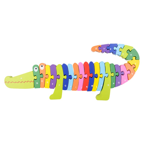 13.75" x 6" WOODEN CROCODILE LETTER PUZZLE LLB Puzzle