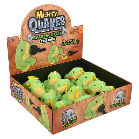 3.5" Mighty Quakes Green Tree Frog Backpack Clip - LLB Toys