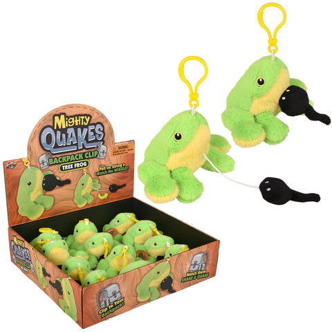 3.5" Mighty Quakes Green Tree Frog Backpack Clip - LLB Toys